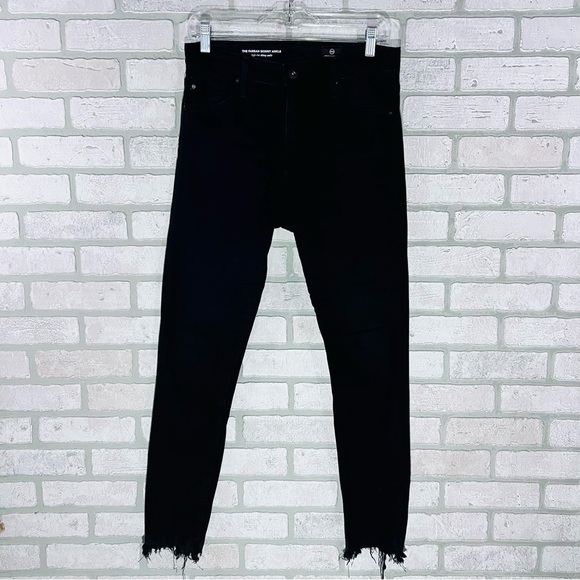 AG The Farrah High Rise Skinny Ankle Raw Hem Jeans in Black Size 28 - Picture 5 of 9